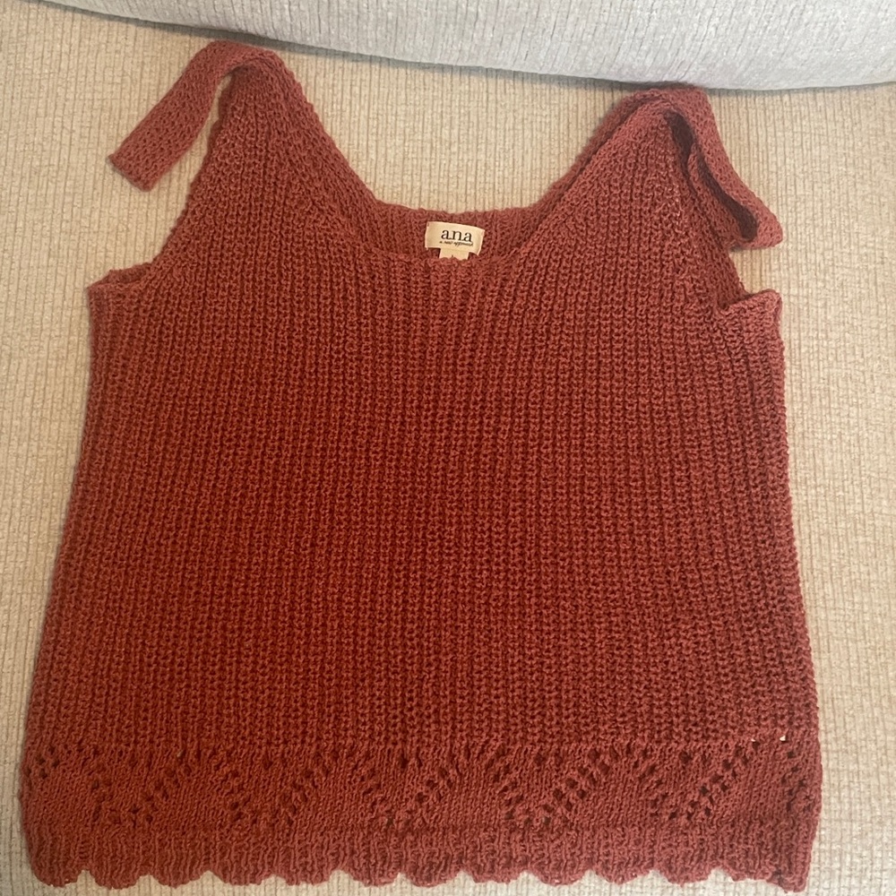 a.n.a Women's burnt orange Knit Tank Top